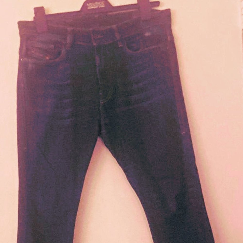 DIESEL O-AMNY-Y Skinny Blue D-stressed in Italy Cowhide Leather Logo Jeans 32